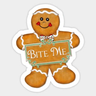 Bite Me Gingerbread Man Sticker